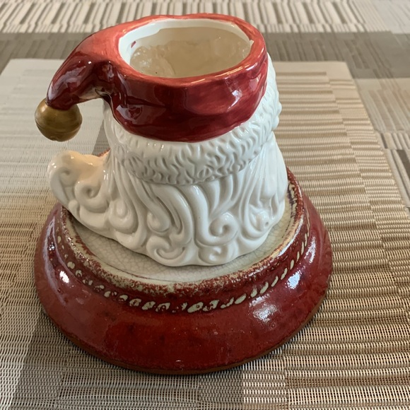 Vintage ceramic Santa Candle Holder on matching pedestal Christmas Holiday Red - Picture 7 of 10